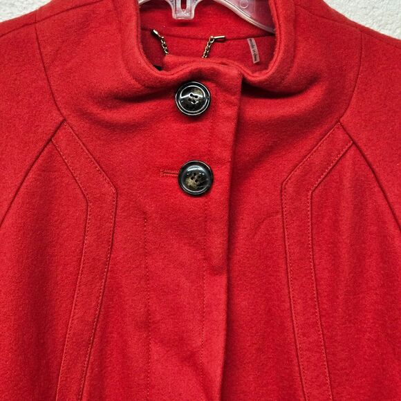 Ellen Tracy Red Coat Womens Size Small Wool Blend Vibrant Career Sophisticated - Picture 2 of 15